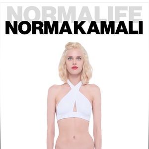 Norma Kamali White Cross Halter Swim Top